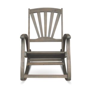 Christopher Knight Home Sunview Outdoor Acacia Wood Recliner Rocking Chairs (Set of 2), 24.75 "W x 41.75 "D x 38 "H, Gray