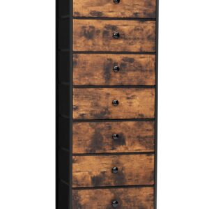 Crestlive Products Tall Dresser, 7-Drawer Fabric Storage Tower, Chests of Drawers - Vertical Organizer Unit for Bedroom, Hallway, Entryway, Nursery, Closets -Wood Top & Handles (Rustic Brown)