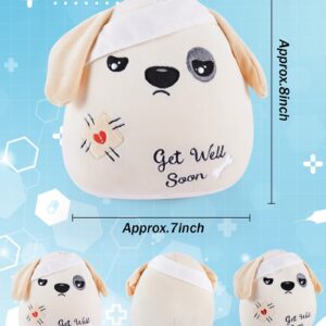 LeYoHa Get Well Soon Dog Plush - Dog Stuffed Animals Apricot Plushie Toys with Injury Bandage, Kids' Pillow Cushion, Gifts for Patient Girls Boys, 8 Inch