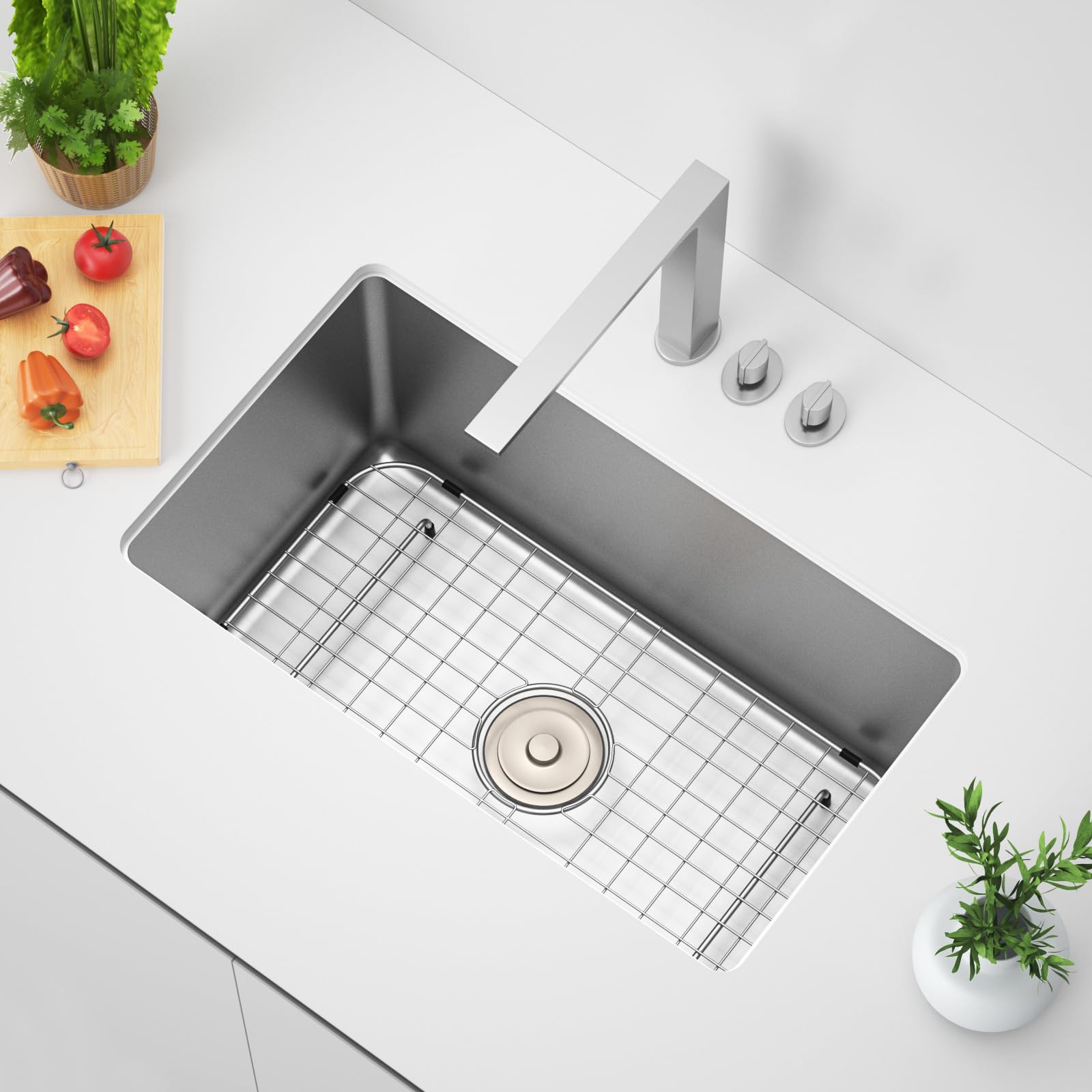 Frsmvati Sink Bottom Grid 24-1/8" x 12-5/8", Centered Drain with Corner Radius 1-1/2", Sink Protector for Kitchen Sink for Single Bowl Kitchen Sink