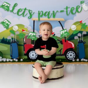 Generic Let's Par Tee Banner, Tee Banner Golf Themed Birthday Party Decoration, Golf Themed Retirement Party Decorations，Green Glitter