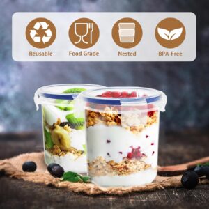 Qiuttnqn 6 Pack Overnight Oats Containers with Lids,16 oz Plastic Leak Proof Oatmeal Container,Portable Food Storage Container,Reusable Oats Cereal Yogurt Milk Meal Prep Jars