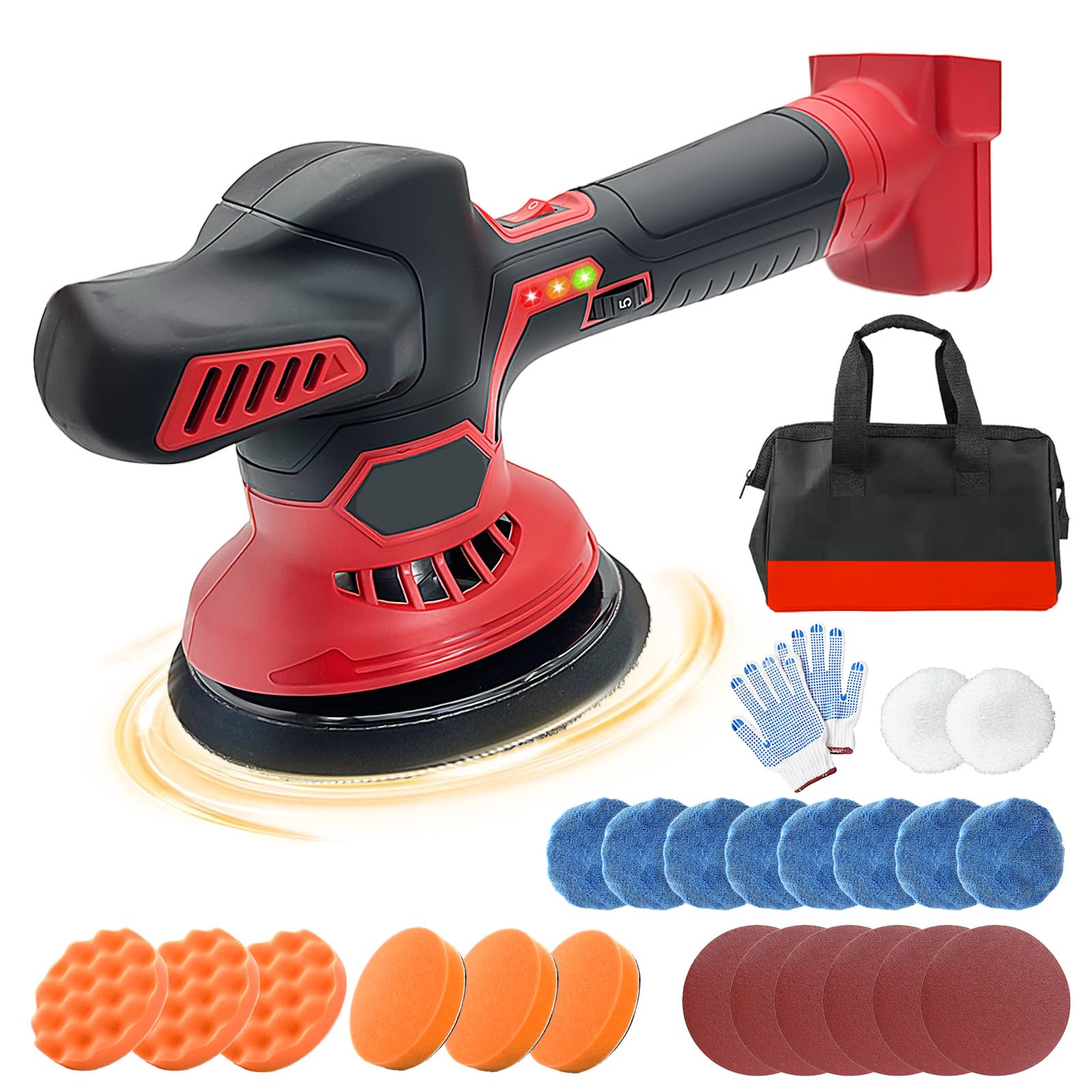 Cordless Car Buffer Polisher for Milwaukee m18 Battery, Polisher Machine Kit with 6 Variable Speed Up to 6000RPM, Cordless Buffer Polisher for Car Detailing/Polishing/Waxing(Battery Not Included)