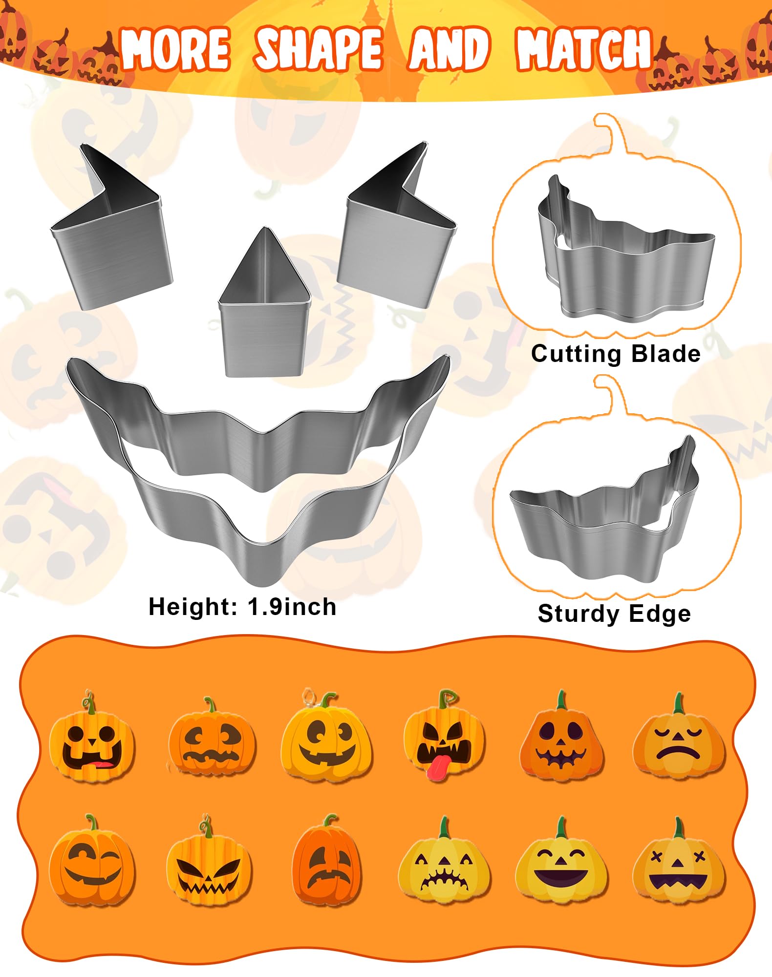 Pumpkin Carving Kit Tools 27 PCS Safe & Easy for Kids, Sturdy Halloween Pumpkin Carving Set with Stainless Steel Carve Stencils & Hammer for DIY Halloween Decoration Jack O Lanterns