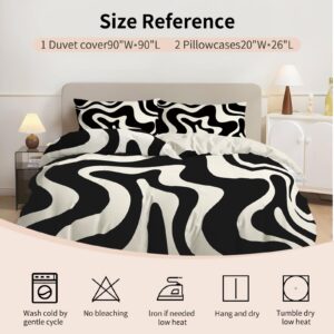 Rvciby Black Stripe Duvet Cover Twin Size,Cotton and Polyester Comforter Cover Duvet Cover Set with Corner Ties & Zipper Closure,1 Duvet Cover and 1 Pillow Shams for Girls Boys Women Children Man