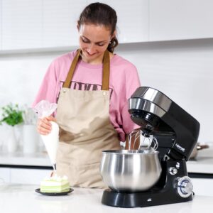 Lifecreek 6-in-1 Multifunctional Stand Mixer, 5.3Qt 660W, 6-Speed Tilt-head, Electric Kitchen Mixer with Stainless Steel Bowl,Meat Grinder, Juice Blender (Black)