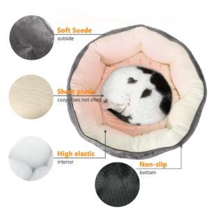 Heated Cat Bed Indoor Heated Pet Bed for Indoor Cats and Small Dogs, Electric Round Cat Heated Bed with Heating Pad, Adjustable Temperature & Timer, Washable Cat Warming Bed 20in (Gray)