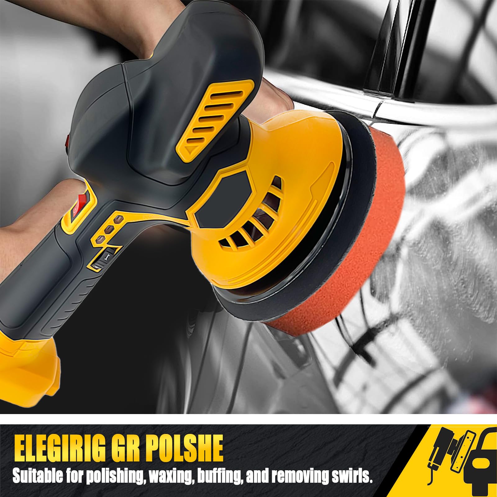 Cordless Car Buffer Polisher for Dewalt 20V Battery, Polishers and Buffers with 6 Variable Speed Up to 6000RPM, Cordless Polisher for Car Detailing/Polishing/Waxing(Battery Not Included)