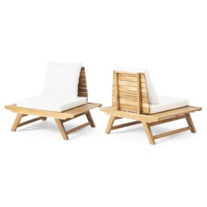 christopher knight home sedona outdoor wooden club chairs with cushions (set of 2), 37 "w x 28.25 "d x 29.5 "h, teak + white