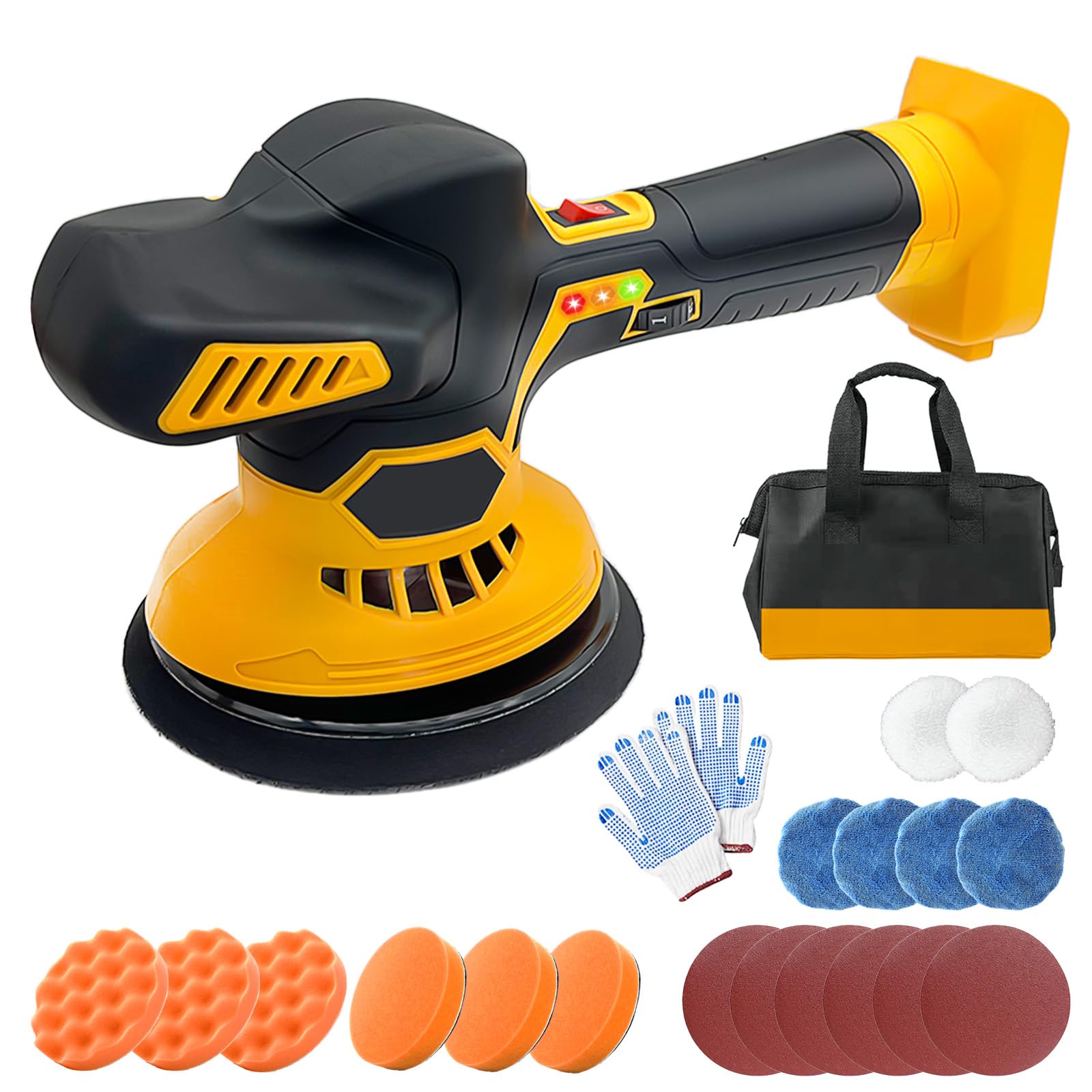 Cordless Car Buffer Polisher for Dewalt 20V Battery, Polishers and Buffers with 6 Variable Speed Up to 6000RPM, Cordless Polisher for Car Detailing/Polishing/Waxing(Battery Not Included)