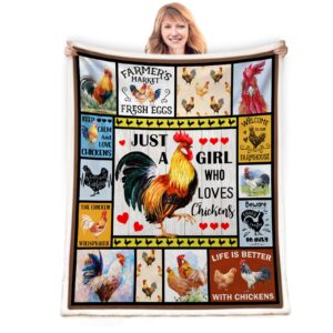 ntmanon chicken blanket,rooster blanket,chicken blanket gift for girls,chicken gifts throw blanket,just a girl who loves chickens blanket,life is better with chickens blanket 50"x60"