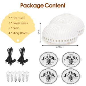 Flea Traps for Inside Your Home, 2 Pack Flea Trap Light with 4 Sticky Discs & 6 Bulbs, Shell Shape Electric Flea Killer Bed Bug Trap, Natural Indoor Pest Control Trap for Home, Safe to Pet & Child