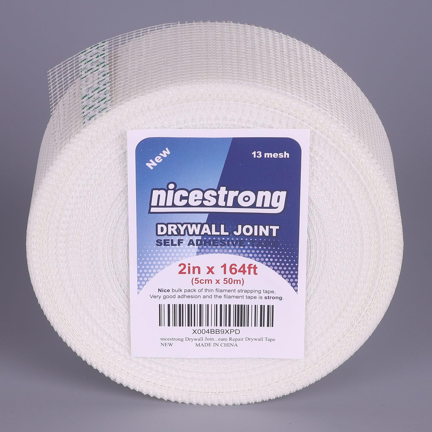 nicestrong Drywall Joint Tape (2inch X 164ft) Self Stick Repair Mesh Tape Fiberglass Drywall Patch Hole Heavy Duty Wall Repair Mesh Spackle Tape Wall Crack and Seam Repair Drywall Tape