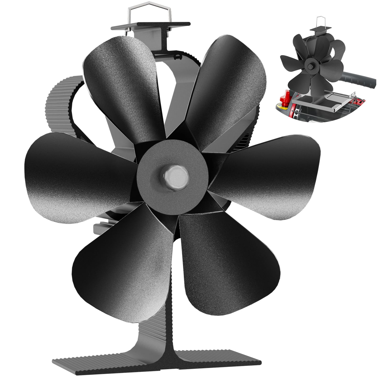 JossaColar Wood Stove Fan and Buddy Heater Fan Include Tray Bracket, Heat Powered Fireplace Fan for Outdoor Camping/Indoor Use