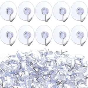 100 pcs christmas mini suction cup hooks for glass window 0.87 inch christmas window suction cups with hooks removable clear plastic string lights suction cup for hanging xmas holiday shower kitchen