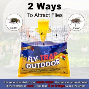 Glovv 2 Pack Disposable Fly Traps Outdoor Hanging, Fly Trap Bags with Natural Attractant Bait, Flying Insect Trap and Bug Catcher Control Flies in Barn Farm or Ranch, Patio