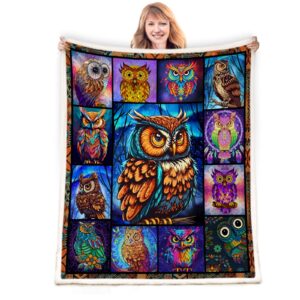 ntmanon owl blanket,owl gifts for women,owl lover gifts,owl gifts for owl lovers,just a girl who loves owls blanket,owl decor blanket,owls print fleece throw blanket 50''x60'' for couch sofa bed