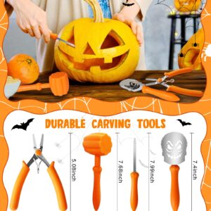 Pumpkin Carving Kit Tools 27 PCS Safe & Easy for Kids, Sturdy Halloween Pumpkin Carving Set with Stainless Steel Carve Stencils & Hammer for DIY Halloween Decoration Jack O Lanterns