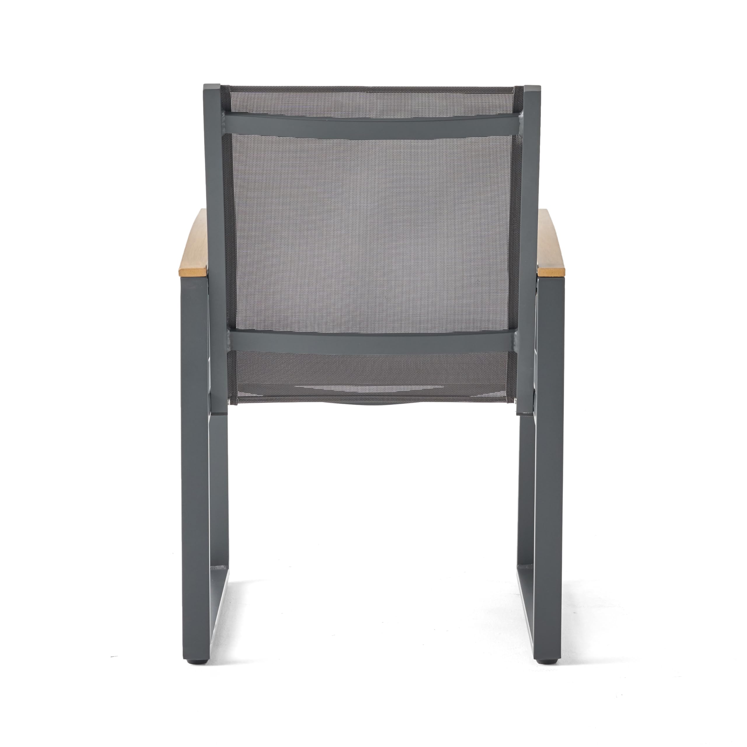 Christopher Knight Home Glasgow Outdoor Aluminum and Mesh Dining Chairs (Set of 4), 22.25 "W x 24.5 "D x 33.5 "H, Gray + Natural Brown