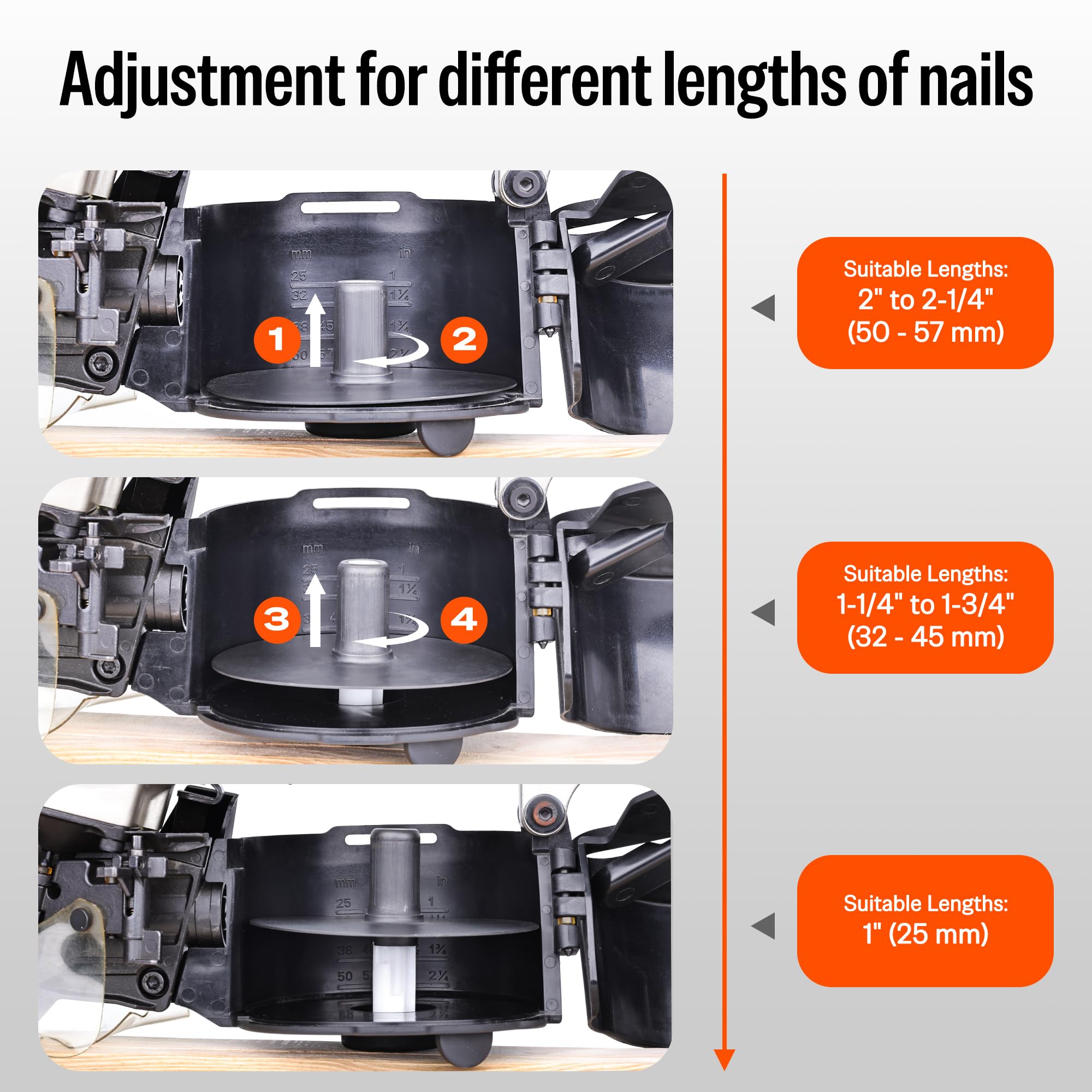 meite CN55 Pneumatic Coil Siding Nailer 15 Degree 1-Inch to 2-1/4-Inch Industrial Coil Nailer