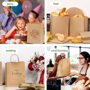 Moretoes 60pcs Gift Bags, Paper Bags with Handles, 7.1x3.6x9.3 Inch, Kraft Paper Bags Bulk Medium Size, Retail Bags, Brown Paper Bags for Party, Businesses, Shopping