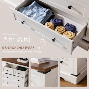 EnHomee White Dresser,10 Drawer Dresser for Bedroom, 55" Wide Dressers & Chest of Drawers for Bedroom,Hallway, Antique White,15" D x 55" W x 35.6" H