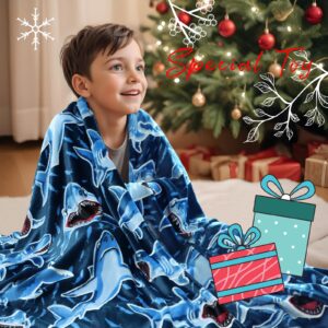 BORORO Shark Blanket Glow in The Dark Blanket Shark Gifts Cozy Blanket Shark Toys Birthday Gifts for Kids Boys 50x60 inch