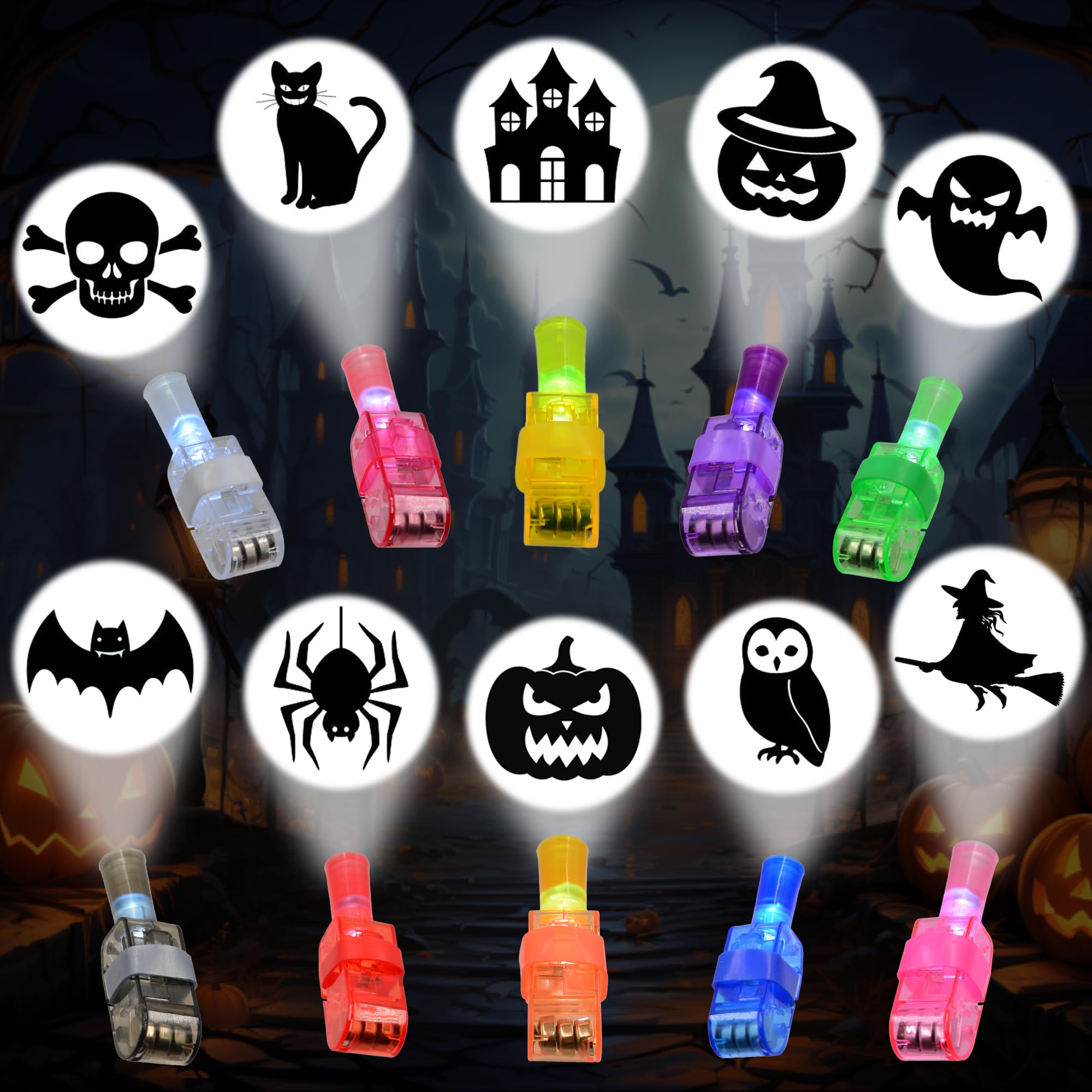 40Pcs Halloween Party Favors Finger Lights, Halloween Toys Light Up Bulk for Kids, Halloween Goodie Bag Fillers Basket Stuffers Halloween Treats Non Candy Party Favor Bags Classroom Prizes Supplies