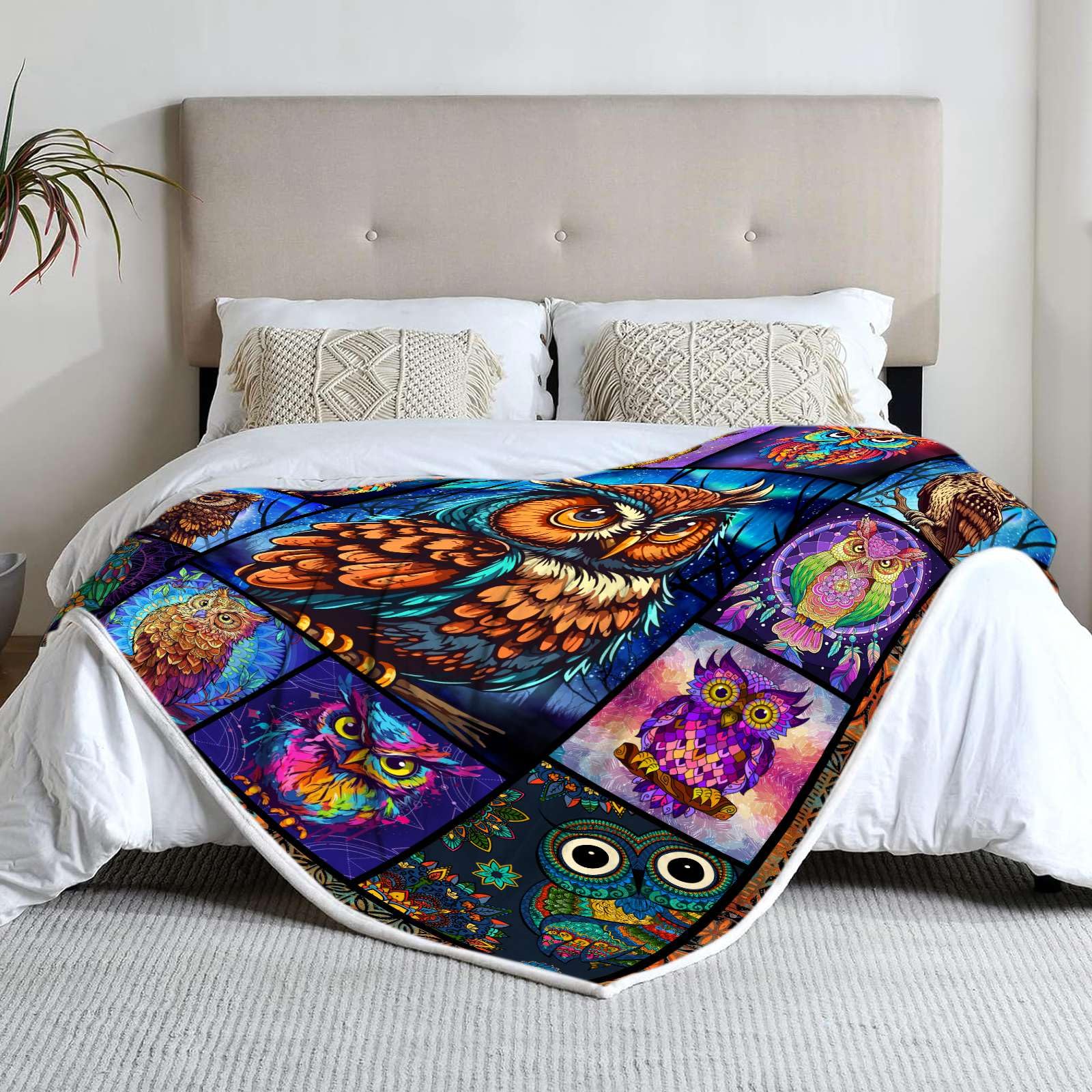 NTMANON Owl Blanket,Owl Gifts for Women,Owl Lover Gifts,Owl Gifts for Owl Lovers,Just a Girl Who Loves Owls Blanket,Owl Decor Blanket,Owls Print Fleece Throw Blanket 50''x60'' for Couch Sofa Bed