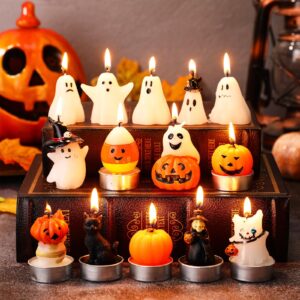 conelist 14 pcs ghost candles halloween candles halloween party decorations autumn room tabletop decor spooky candles witch candles pumpkin candles cute wax mini candles halloween party favor supplies