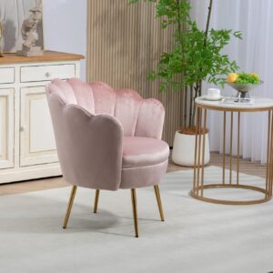 hegmentine Modern Accent Home Office Chair Desk Chair Task Vanity Chair Makeup Chairs Velvet Living Room, Bedroom…(Iceberry Pink)