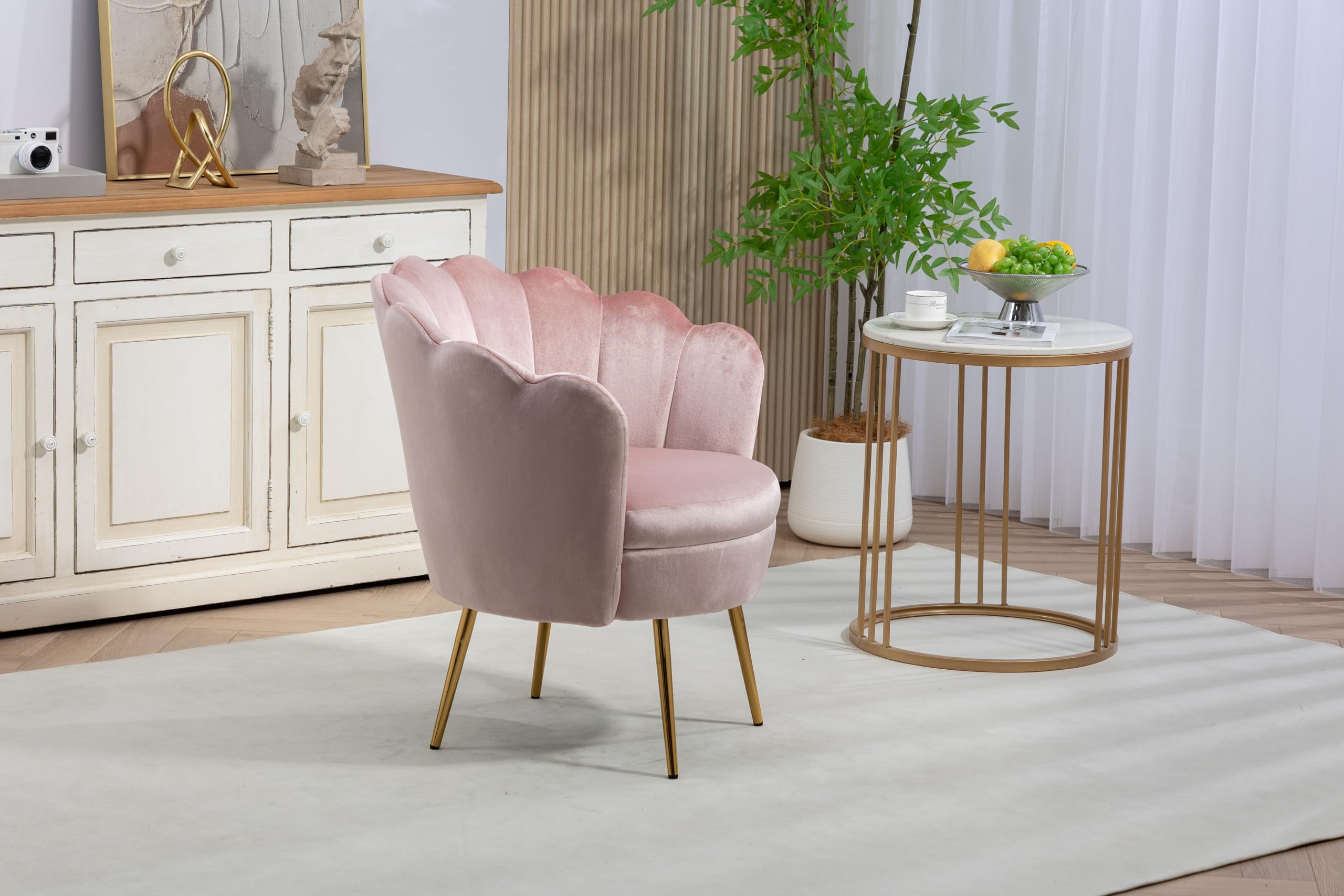 hegmentine Modern Accent Home Office Chair Desk Chair Task Vanity Chair Makeup Chairs Velvet Living Room, Bedroom…(Iceberry Pink)