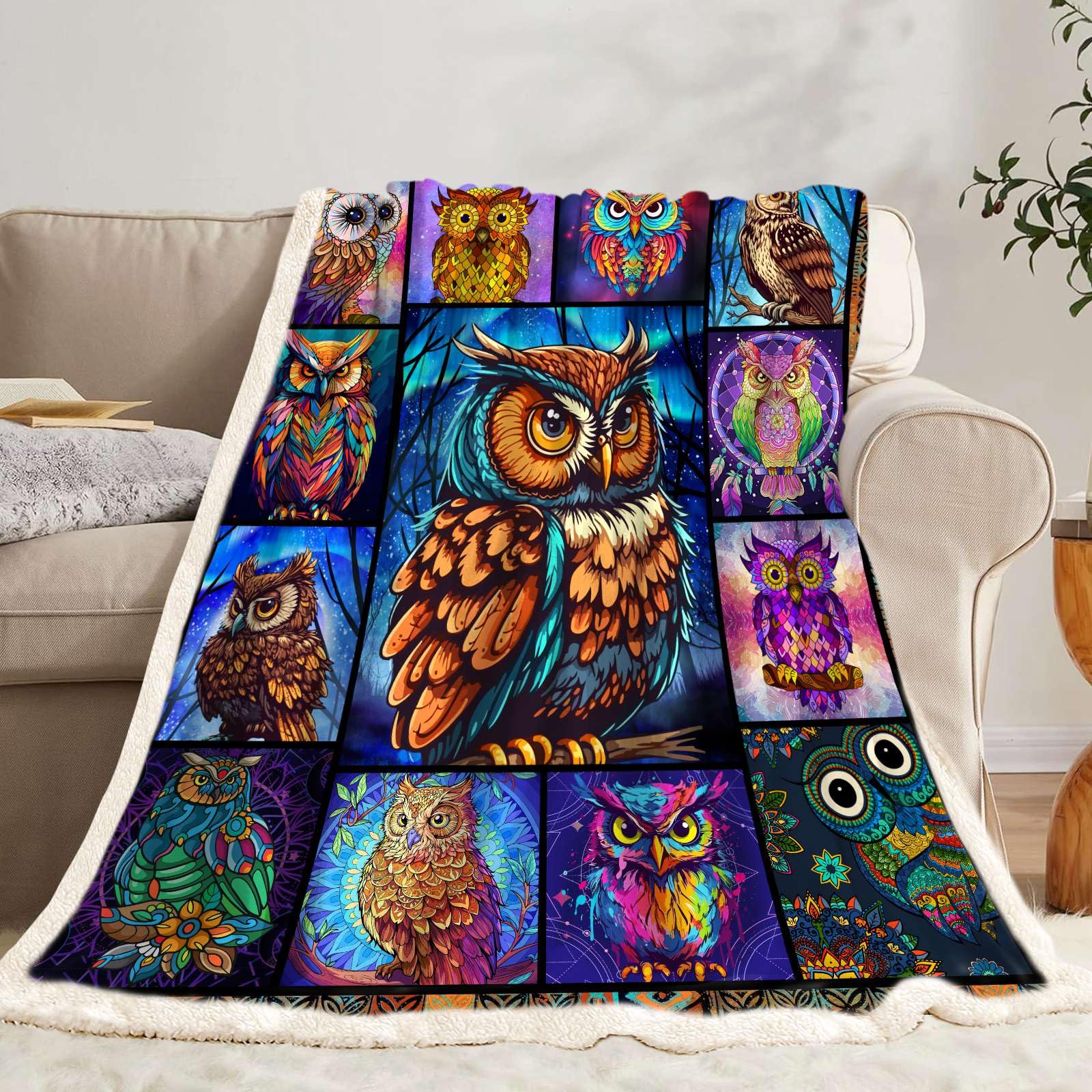 NTMANON Owl Blanket,Owl Gifts for Women,Owl Lover Gifts,Owl Gifts for Owl Lovers,Just a Girl Who Loves Owls Blanket,Owl Decor Blanket,Owls Print Fleece Throw Blanket 50''x60'' for Couch Sofa Bed