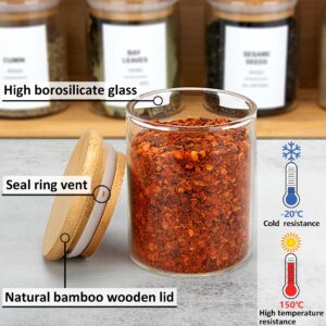 EgticHome 4OZ Glass Spice Jars with Bamboo Lids and 315 Labels, 32 Pcs Clear Food Storage Containers for Kitchen Sugar Salt Coffee Tea Beans