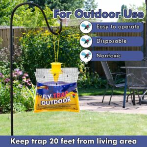 Glovv 2 Pack Disposable Fly Traps Outdoor Hanging, Fly Trap Bags with Natural Attractant Bait, Flying Insect Trap and Bug Catcher Control Flies in Barn Farm or Ranch, Patio