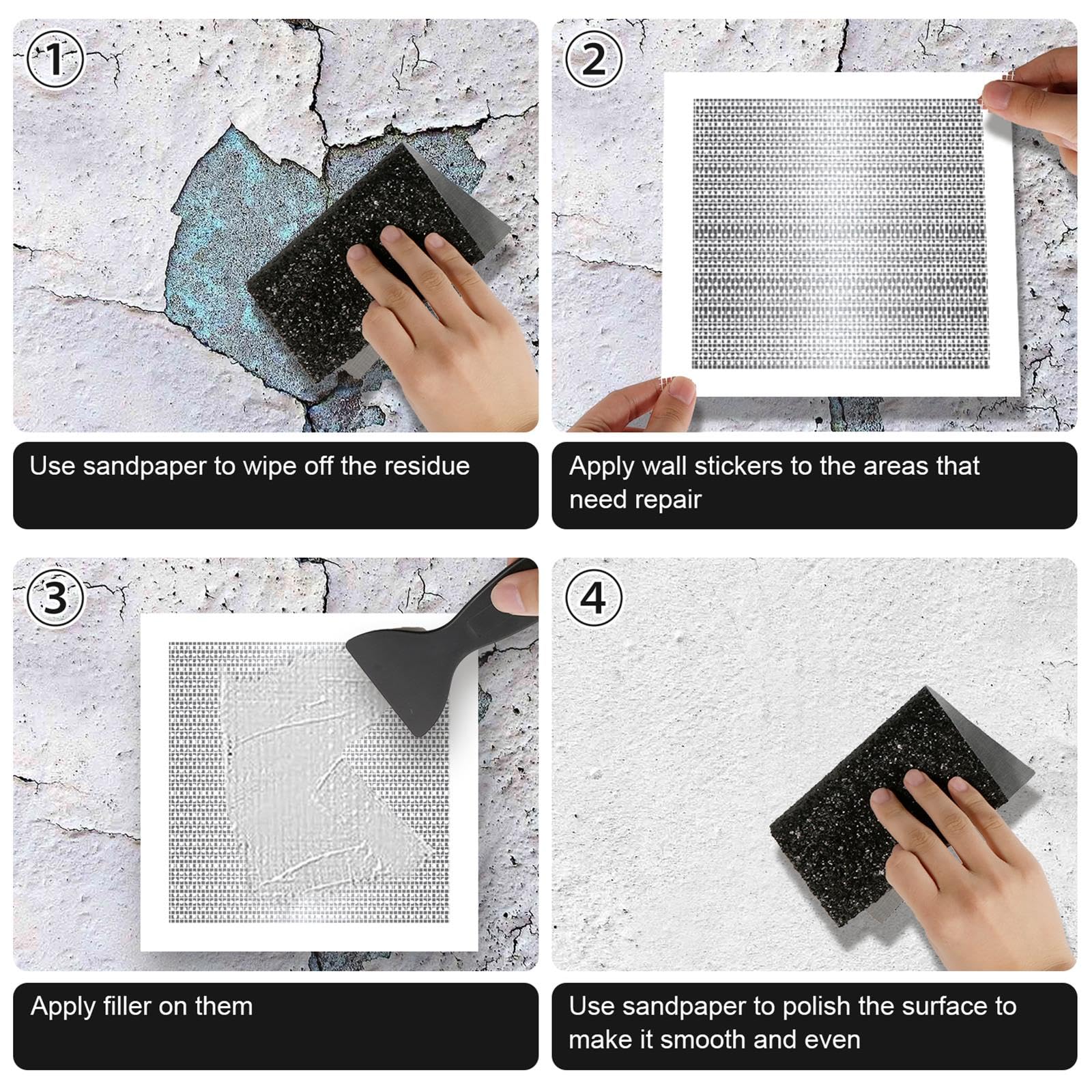 10pcs Drywall Patches, 4x4 Inch Self Adhesive Wall Hole Repair Patches Dry Wall Patch Repair Kit Screen Patch Repair Kit for Broken Walls Repairing or Ceiling Filler