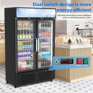 ACONEE Glass Door Display Fridge WRT571SMYB Refrigerator, Black