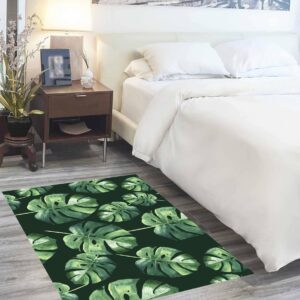 Oerdan 24"x36" Area Rugs - Loop Pile Washable Rug, Anti Slip Tropical Leaves Palm Leaves Rugs for Living Room, Bedroom Area Rugs