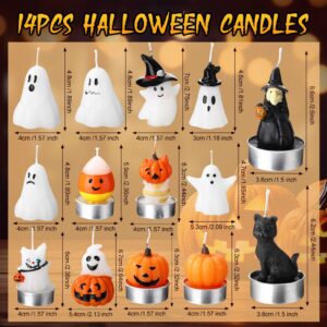 Conelist 14 Pcs Ghost Candles Halloween Candles Halloween Party Decorations Autumn Room Tabletop Decor Spooky Candles Witch Candles Pumpkin Candles Cute Wax Mini Candles Halloween Party Favor Supplies