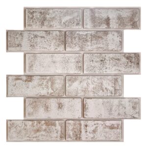 commomy 10 pcs 3d faux brick wall panels -11.8"x11.8" small size pvc brick peel and stick tiles farmhouse diy self-adhesive wall tile faux brick paneling for fireplace,living room,bedroom,rv, kitchen