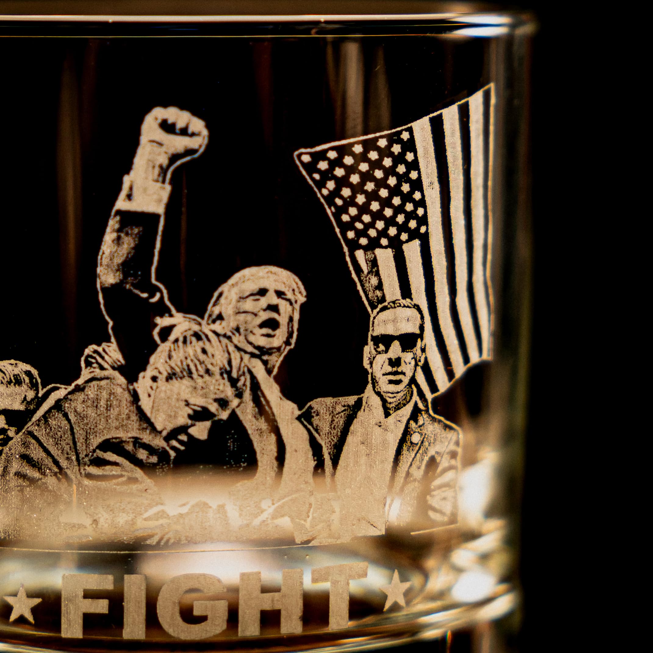 Lucy Engraving Engraved Trump Fight Whiskey Glass - 11 oz, Made in the USA