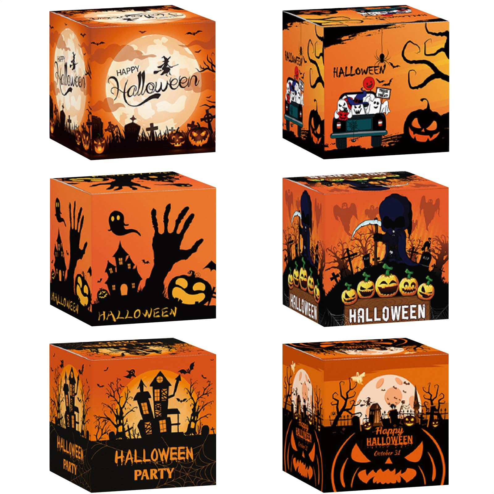 Halloween Candy Treat Box Set, 12 Pcs Treat Goodie Boxes Halloween Party Favors Boxes, Halloween Cardboard Funny Boxes for for Candy Snacks Cookie Small Gifts Halloween Party Supplies Kids Birthday