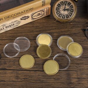 Laser Engraving Blanks Brass Coin Blanks Metal Engraving Blank Coins 40mm with Acrylic Protection Box for DIY Commemorative Collection (10pcs Brass)