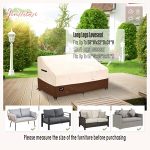 Jin Hrtoyi 2-Seater Outdoor Couch Cover,58" Wx32 Dx31 H Inches Patio Loveseat Cover,100% Waterproof Heavy Duty Patio Sofa Covers,Patio Furniture Covers,Beige&Brown