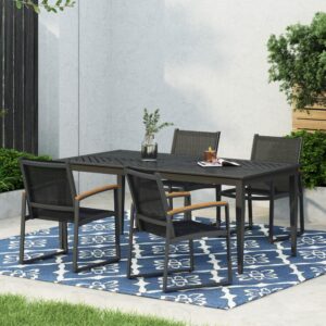 Christopher Knight Home Glasgow Outdoor Aluminum and Mesh Dining Chairs (Set of 4), 22.25 "W x 24.5 "D x 33.5 "H, Gray + Natural Brown