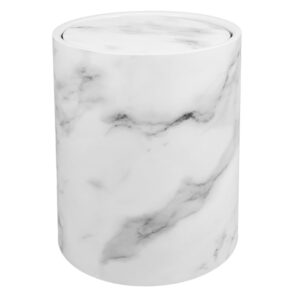 kichvoe round swing top trash can bathroom trash can decorative bathroom wastebasket marble modern round waste basket for bathroom, powder room or living room white