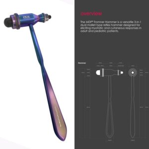 MDF Instruments, Engravable Tromner Neurological Reflex Hammer with Pointed Tip Handle for Cutaneous & Superficial Responses Personalized Custom - Free-Parts-for-Life (MDF555) (Kaleidoscope (Rainbow))