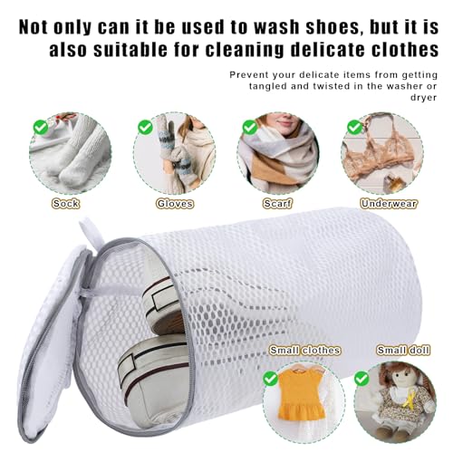 Giantree 2 Pack Shoe Washing Machine Bags, Honeycomb Mesh Shoe Laundry Bag with Zipper 360° Wrap-around Cleaning for Sneakers Running Shoes, Mesh Laundry Bags for Delicates for Sock Lingeries Clothes