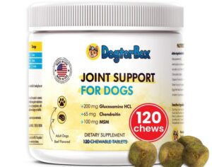 dogtor box vet-formulated all-natural joint supplement for dogs with glucosamine, chondroitin, msm, collagen - 120 soft chews proudly made in usa