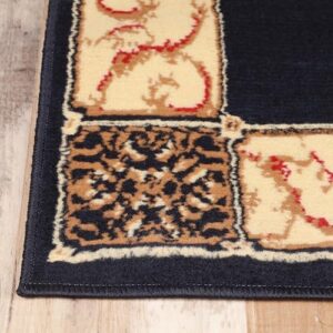 Superior Indoor Area Rug, Jute Backing, Plush Floral Rugs for Entryway, Living Room, Kitchen Floors, Bedroom, Office Floor Cover, Medallion Rugs, Elegant Medallion Collection, 5' x 8', Midnight Blue